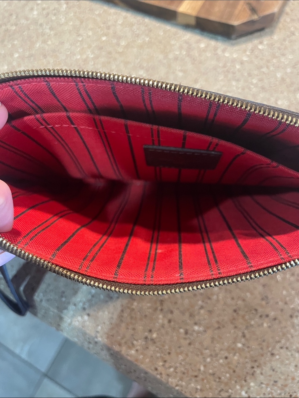 Louis Vuitton Red and Black Striped Interior Pouch - Picture 3 of 6